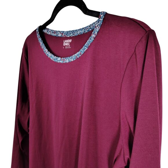 Lands End Womens Sz L Red Solid Long Sleeve Shirt - Picture 4 of 13